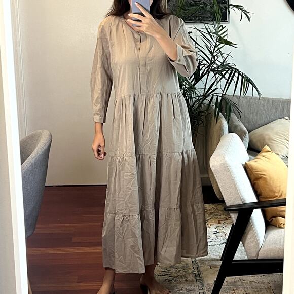 Jenni Kayne James midi Dress Willow size M sage green cotton linen - Picture 1 of 8